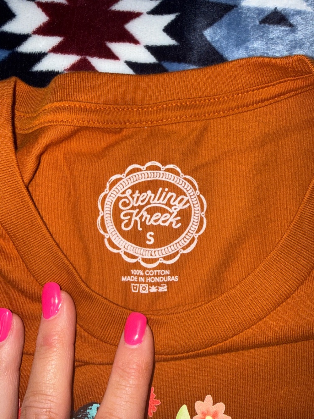 Women's Rust Orange Floral Rodeo Graphic Tee - Casual Short Sleeve NWOT - Picture 2 of 4